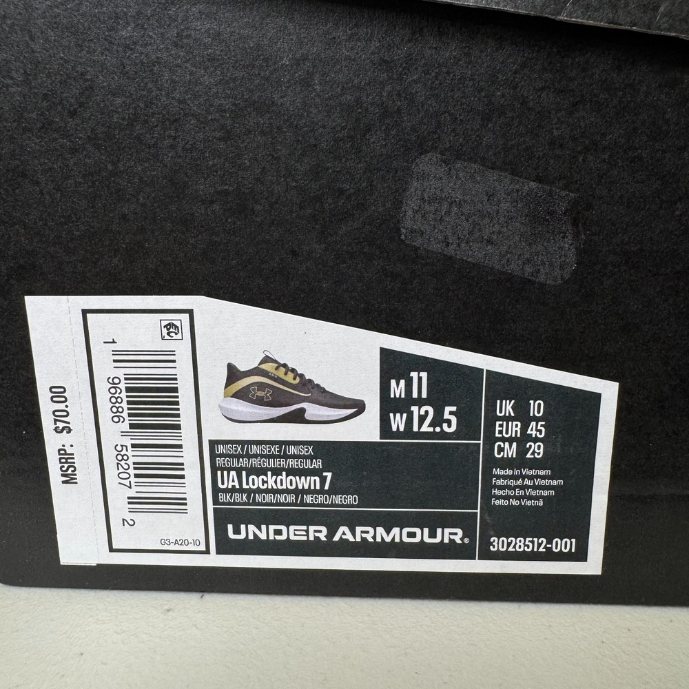 Under Armour Men 11 Basketball Shoes UA Lockdown 7 Black Gold 3028512-001 W 12.5 - Picture 11 of 16